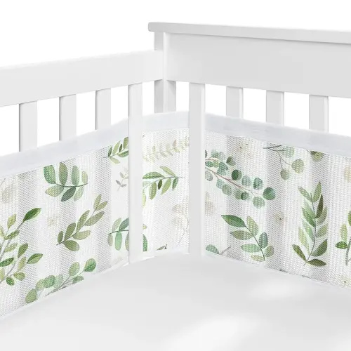 2 Pieces Set of Breathable Mesh Crib Liner for Baby Crib
