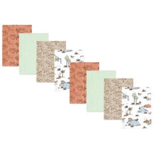 Hudson Baby Boys Cotton Poly Flannel Burp Cloths 8-Pack, Dinosaur Adventures, One Size