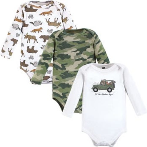 Cotton Long-Sleeve Bodysuits 3-Pack, 0-3M