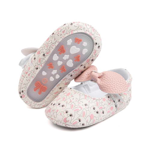 Meckior Baby Girls Shoes Infant Mary Jane Dress Bowknot Princess Crib Flats for Newborn First Walkers 3-18 Months