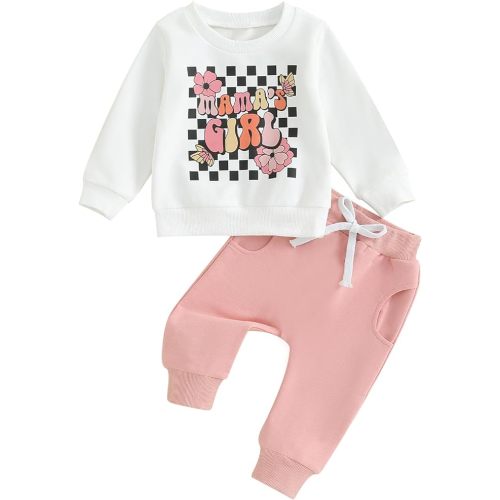 2Pcs Set Infant Baby Girl Fall Clothes Daddys Girl Long Sleeve Crewneck Sweatshirt+Joggers Pants Winter Outfit Set