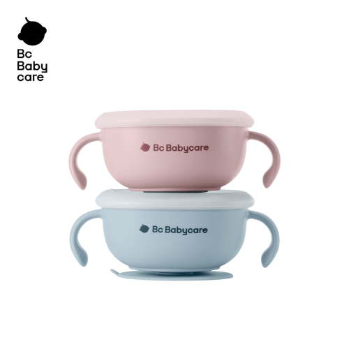 BC Babycare 3-IN-1 Suction Snack Bowl, Baby and Toddler Bowls, BPA-free, Multicolor, Unisex, 2 Pack
