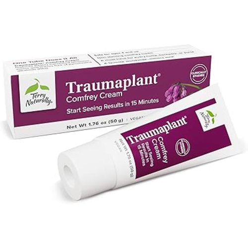 Terry Naturally Traumaplant Comfrey Cream - Non-Staining Herbal Cream - Clinically Studied and Free of Pyrrolizidine Alkaloids - for External Use Only - 1.76 oz