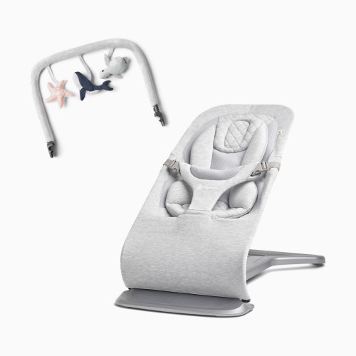 Ergobaby Evolve Bouncer & Toy Bar Bundle - Light Heather Grey