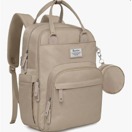 RUVALINO Diaper Bag Backpack-Multifunction Baby Travel Bag with Changing pad, Insulated Bottle Holders & Pacifier Case, Large Capacity, Waterproof, Clay