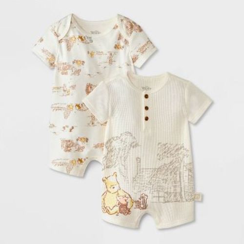 Baby 2pk Disney Winnie the Pooh Collection Romper - Beige 6-9M