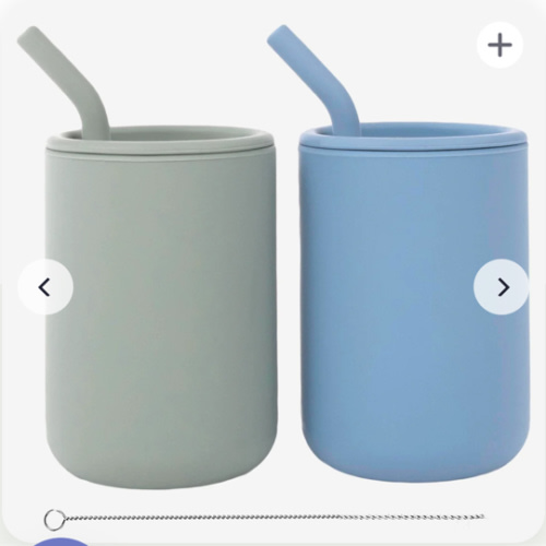 Silicone Straw Cups with Lids – 4 oz or 8 oz (Set of 2)