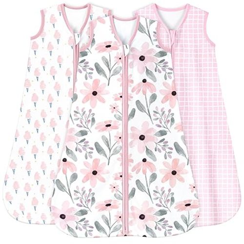 Yoofoss Baby Sleep Sack 6-12 Months 0.5 Tog Wearable Blanket for Baby, 3 Pack 100% Organic Cotton Infant Toddler Sleeping Sack 2-Way Zipper Lightweight Sleep Sack