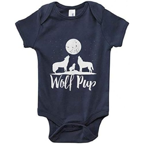 Boy Wolf Pup Family of Wolves Cute Baby Onesie Short Sleeve Romper Bodysuits