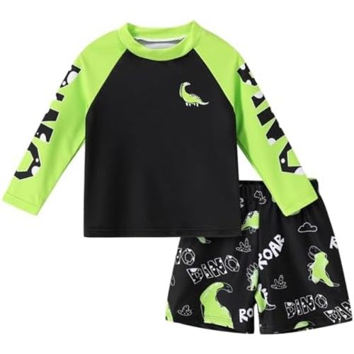 Toddler Baby Boys Long Sleeve Rashguard Swimsuit 2 Piece Set Swim Shirt Trunks Bathing Suit