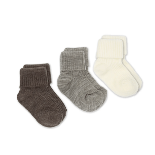 Wool Socks, Baby and Toddler, Brown-Gray & White