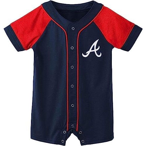 Outerstuff MLB Unisex-Baby Newborn & Infants 0-24 Months Little Slugger Onesie Bodysuit Romper (Atlanta Braves, 3/6 Months)