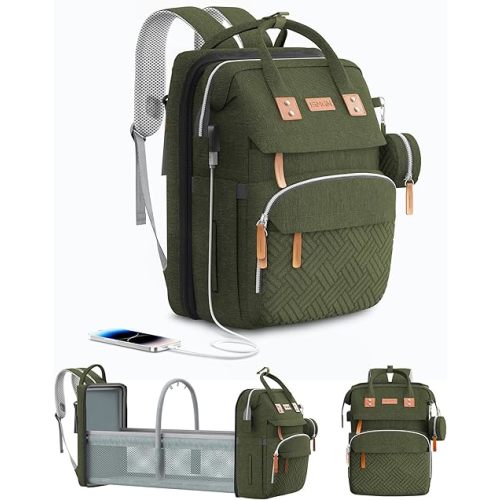 Diaper Bag Backpack with Changing Station, Large Diaper Bag, Baby Bag, Multifunctional Diaper Bag, ARMYGREEN
