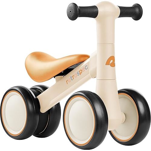 Retrospec Cricket 2 Baby Walker Balance Bike with 4 Wheels - Safe Learning Toy for Ages 12-24 Months - Scratch-Resistant Indoor Outdoor Toddler Riding Toy with Steering Limit & Soft Grips