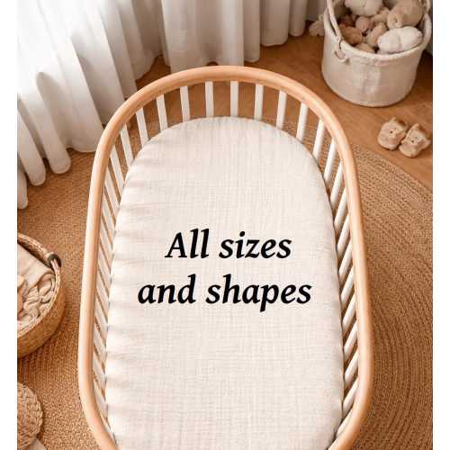 Custom Size Baby Crib Sheet: Organic Muslin Cotton Fitted Bassinet Sheets