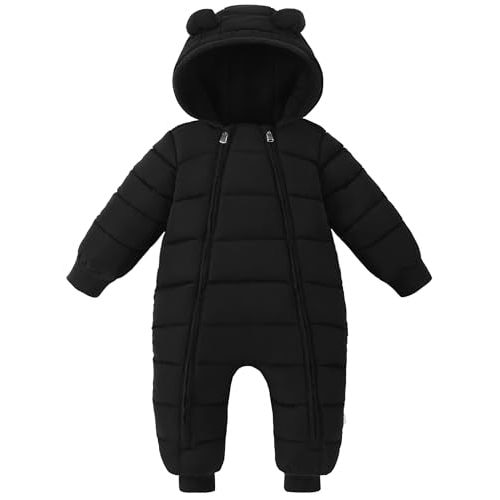 XMWEALTHY Baby Snowsuit Toddler Girl Clothes Cute Hooded Double Zipper Boys Winter Coat Unisex Romper for Infant