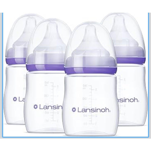 Amazon.com: Lansinoh Anti-Colic Baby Bottles, BPA-Free Plastic, 5 Ounces, 4 Count, Extra Slow Flow Nipples (Size XS), Breastfeeding Bottle with NaturalWave Design