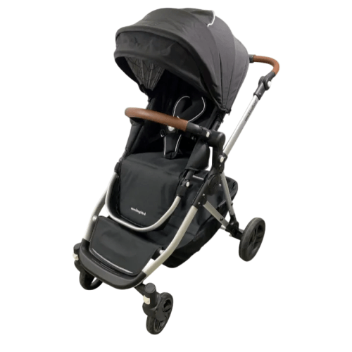 Mockingbird Single to Double 2.0 Stroller, 2025, Black, Silver With Penny Leather, Windowpane