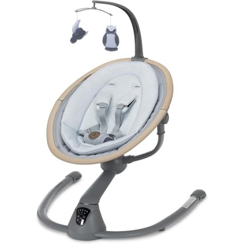 Maxi-Cosi Cassia Smart Baby Swing for Infants, Portable, Foldable Infant Swing with Music, 360 Rotation, 5 Speeds, 12 Melodies, EcoCare Fabric, Auto Motion Sensor, 2 Reclines, Classic Slate
