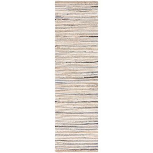 Cape Cod CAP151 Handmade Woven Runner Rug - Natural/Light Blue - 2'-3" X 8' - Safavieh