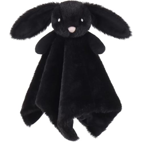 Apricot Lamb Black Bunny Blanket Soft Loveys for Babies, Security Blanket for Baby Boy and Girl, Infant and Toddlers 13.8x13.8 Inches