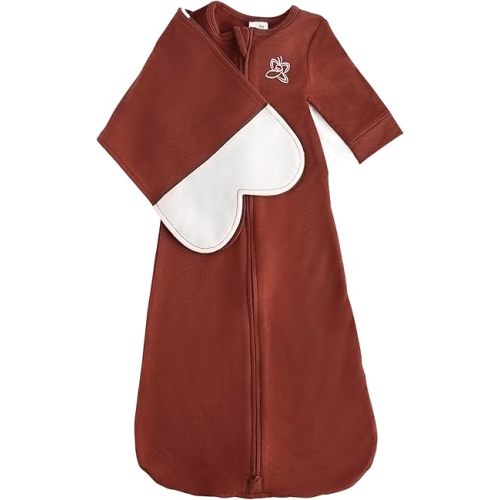 Safe Organic Newborn Baby Sleep Sack & Wrap Blanket | Natural Transitional Accessory for Calming Sleep Support, Small Oat (7-12 lbs)