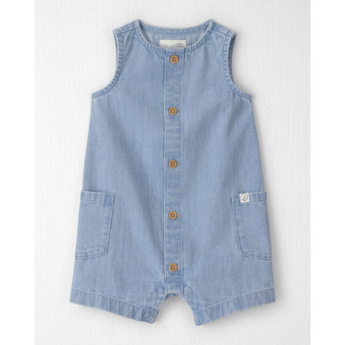 Baby Chambray Sleeveless Romper - Blue | Carter’s Oshkosh Canada