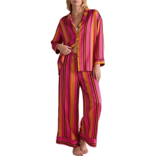 Women Satin Pajama Sets Floral Silk Pajamas Pj Set