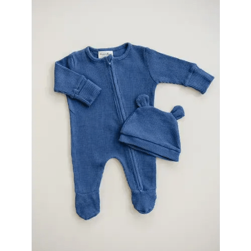 Luna + Luca Bear Waffle Set - Stormy Blue