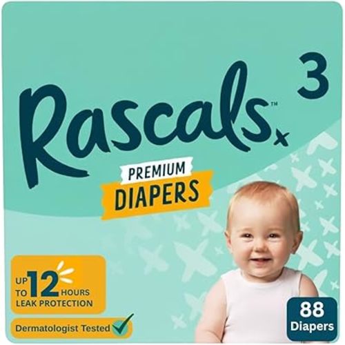 Rascals Premium Diapers (Size 3-88 Count)