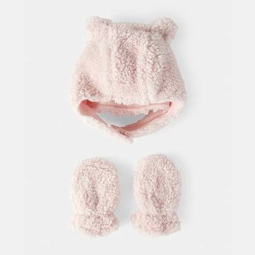 Baby Girl Carter's Sherpa Hat & Mittens Set
