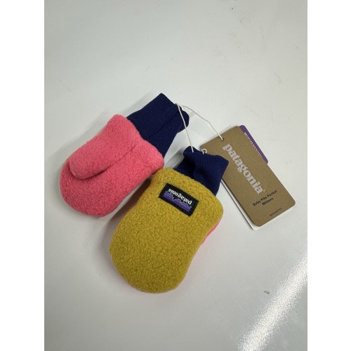 NWT Patagonia Baby Pita Pocket Mittens / Cabin Gold &amp; Pink / Size 3M