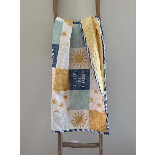 Quilted Whole Cloth Baby Blanket - You Are My Sunshine Baby Blanket - For boy or girl Baby -  Shower Gift