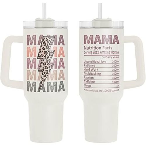 40 oz Mama Tumbler with Handle, Mothers Day Gifts, Gifts for Mom from Daughter, Son - Best Mom Ever, Unique Gift Idea for Mother, Wife, Birthday Present, Husband, Kids (Mama Tumbler)