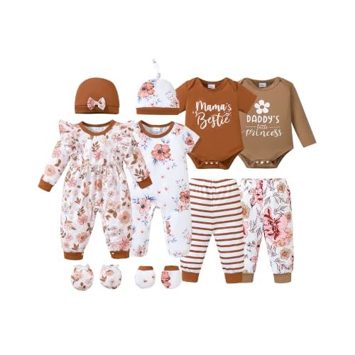 NZRVAWS Baby Girl Clothes Preemie Newborn Outfits Infant 12 PC 0-18 Months | Soft breathable fabric, easy-change snap closures, lightweight skin-friendly comfort