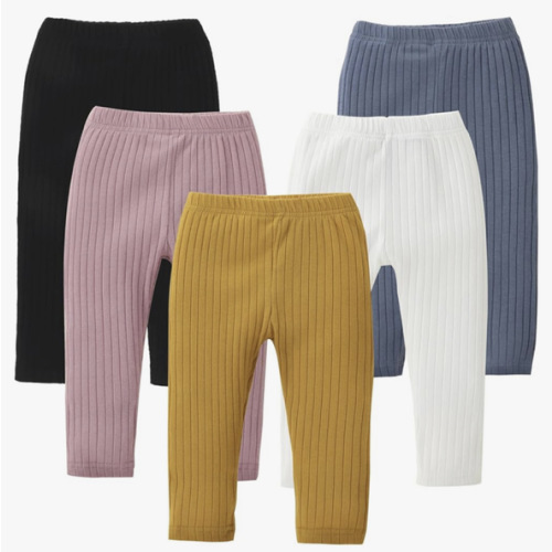 DREAM BUS 5 Pack Toddler Girl Pants Baby Girl Solid Ribbed Pants Toddler Girls Bottoms Leggings Newborn Cotton Jogger