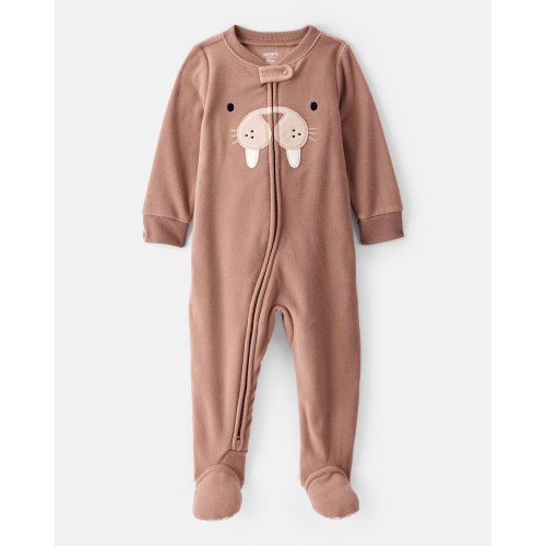 Baby Boy Walrus Loose Fit 2-Way Zip 1-Piece Pajamas - Brown - Carter's | Carter's