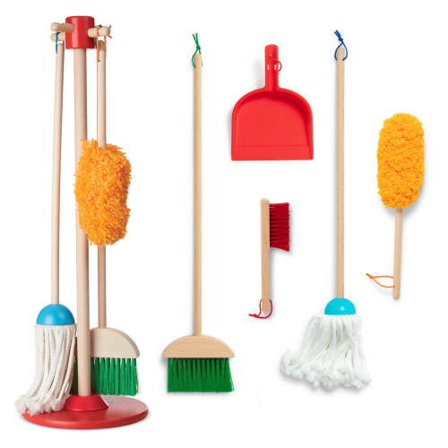 Melissa & Doug, Preschool Cleaning Set, Dust! Sweep! Mop! 6-Pc Wood