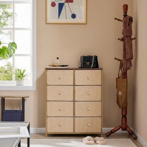 JIONJOY 8-Drawer Fabric Dresser - Sturdy MDF Chest of Drawers for Bedroom, Living Room, Hallway