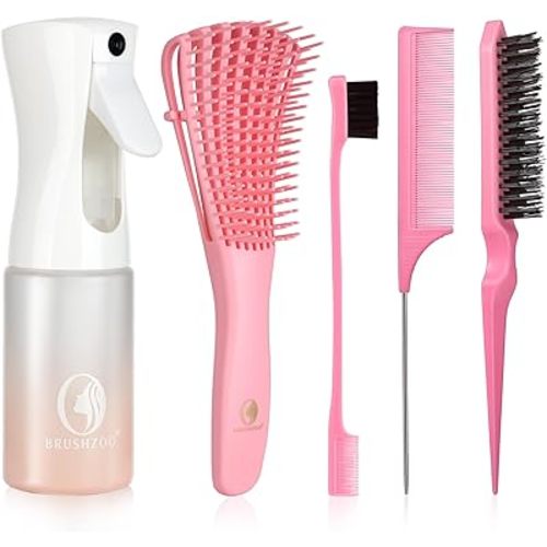 BRUSHZOO Hair Brush Set, Hair Brushes for Women Men kid Wet Dry All Hair Detangling Parting Styling