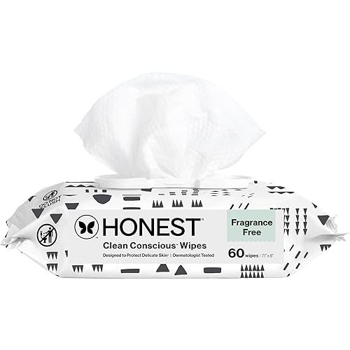 The Honest Company Hypoallergenic Multi-Use Baby Wipes for Sensitive Baby Skin, Pattern Play, 60 Count