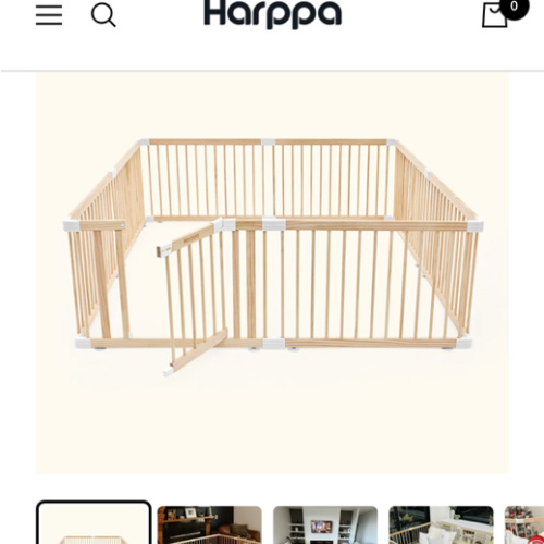 HARPPA Wooden Baby Gate Playpen | Non-Toxic Foldable DIY Adjustable Play Yard for Infants & Toddlers – Natural Finish Baby Fence for Small & Large Spaces
