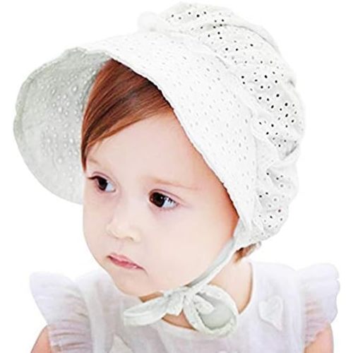 Baby Girl Toddlers Breathable Lacy Bonnet Eyelet Cotton Adjustable Sun Protection Hat