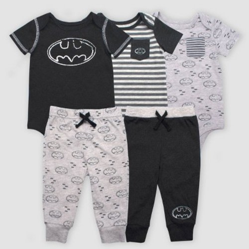 Baby Boys' Warner Bros. DC Comics Batman 5pc Bodysuit and Leggings Set - Gray, Size: 0-3M