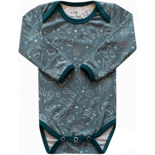 Copper Pearl Long Sleeve Bodysuit Baby: Ultra Soft Baby for Newborns, Boys, and Girls - Stylish, Comfortable, Overlap Shoulders, Premium Knit Fabric - 0-3 Months, Hogwarts™