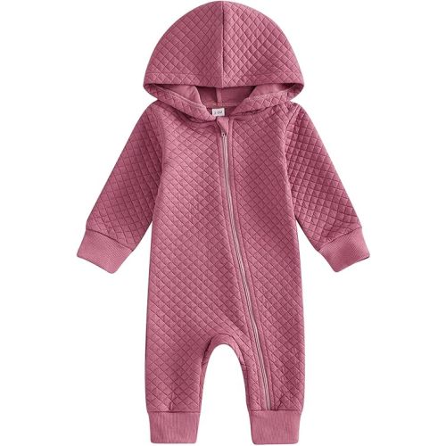 BemeyourBBs Newborn Baby Boy Girl Fall Winter Clothes Zipper Hooded Romper Cute Long Sleeve Jumpsuit Warm One Piece Outfit