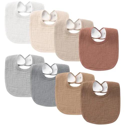 Konssy Muslin Baby Bibs 8 Pack Baby Bandana Drool Bibs Cotton for Unisex Boys and Girls, Soft Absorbent Set for Teething and Drooling