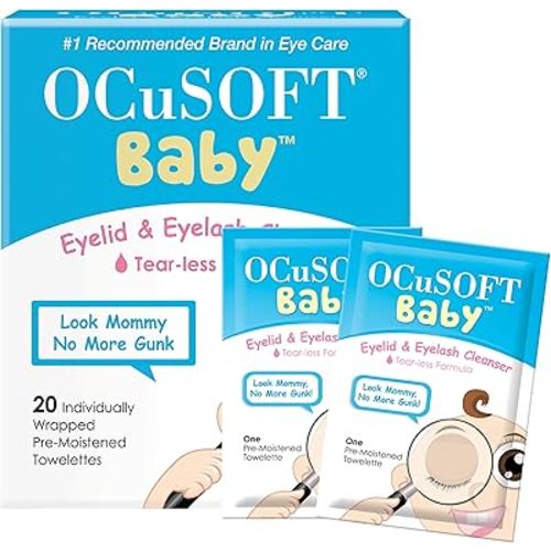 OCuSOFT Baby Eyelid and Eyelash Cleanser, Pre-Moistened Towelette, White/Blue 20 Count