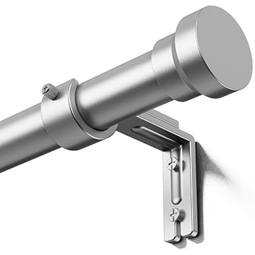 YaFex Curtain Rods 32-84 Inch, Heavy Duty 1 Inch Adjustable Curtain Rod for Windows, Silver Long Window Treatment Rods, Modern Design, Easy Installation
