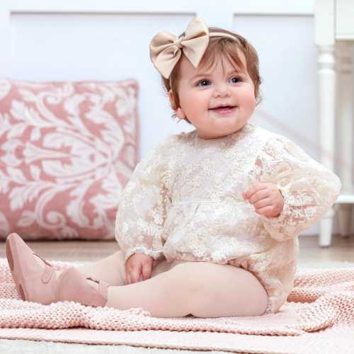 Ivory Lace Baby Girl Romper